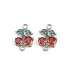 Brass Pave Orange Cubic Zirconia Fruit Connector Charms