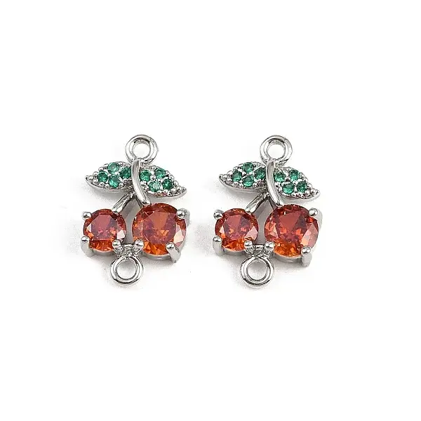Brass Pave Orange Cubic Zirconia Fruit Connector Charms