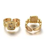 Brass Micro Pave Clear Cubic Zirconia Cuff Rings