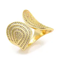 Brass Micro Pave Cubic Zirconia Open Cuff Ring