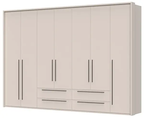 Sedmidveřová šatní skříň se zásuvkami a rámem ii baptiste - béžová