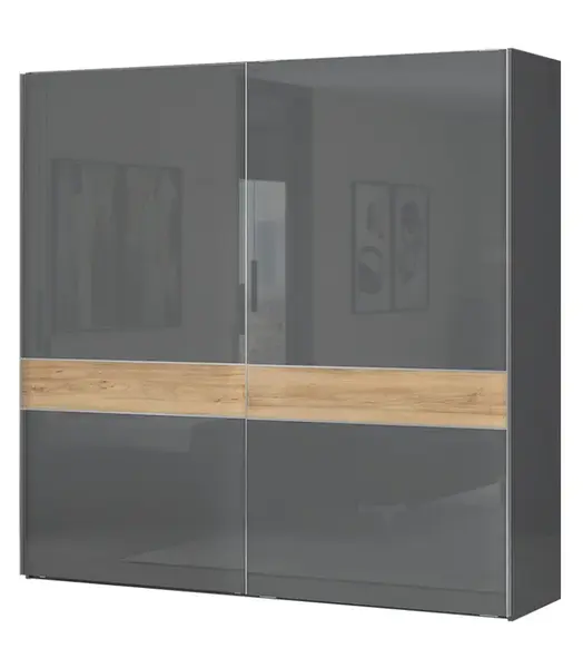 Široká šatní skříň 2d orfea - šedá/ořech pacific