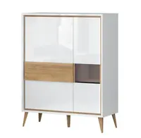 Široká vitrína s osvětlením stephano - bílá/ořech pacific