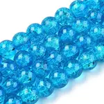 Spray Painted Crackle Transparent Glass Beads Strands