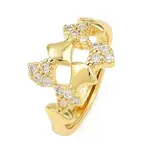 Brass Micro Pave Cubic Zirconia Adjustable Finger Rings for Women