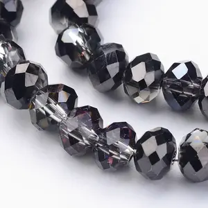 Half Plated Faceted Rondelle Electroplate Glass Beads Strands