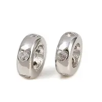 Brass Micro Pave Cubic Zirconia European Beads