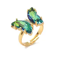 Adjustable Brass Glass Finger Rings