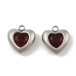 304 Stainless Steel Micro Pave Cubic Zirconia Charms