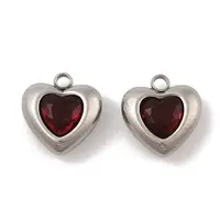 304 Stainless Steel Micro Pave Cubic Zirconia Charms