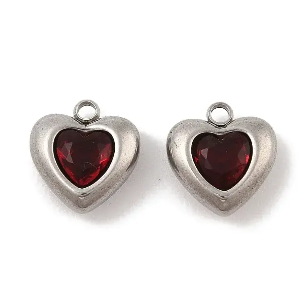 304 Stainless Steel Micro Pave Cubic Zirconia Charms