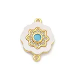 Brass Micro Pave Clear Cubic Zirconia & Shell Connector Charms