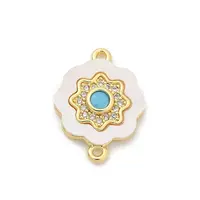 Brass Micro Pave Clear Cubic Zirconia & Shell Connector Charms