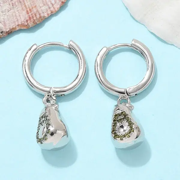 Brass Cubic Zirconia Hoop Earrings