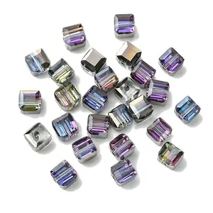 100Pcs Transparent Electroplate Glass Beads