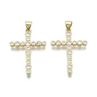 Brass Micro Pave Clear Cubic Zirconia Pendants