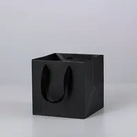 Solid Color Kraft Paper Gift Bags with Ribbon Handles