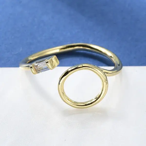 Brass Micro Pave Clear Cubic Zirconia Cuff Rings