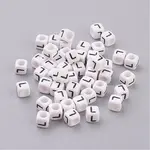 White Letter L Acrylic Cube Beads