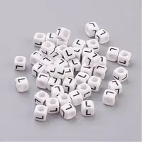 White Letter L Acrylic Cube Beads