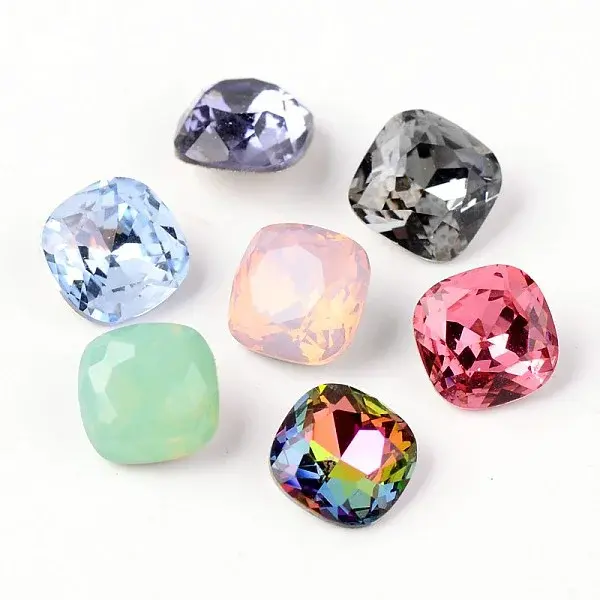 Faceted Square Glass Pointed Back Rhinestone Cabochons