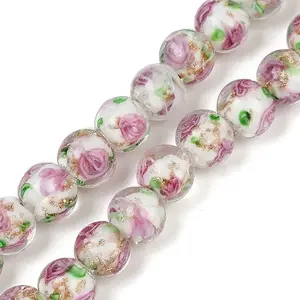 Handmade Glod Sand Lampwork Beads Strands