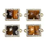 Natural Tiger Eye Faceted Rectangle Links