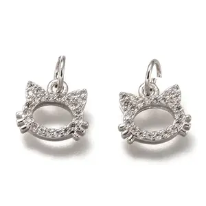 Brass Micro Pave Clear Cubic Zirconia Charms