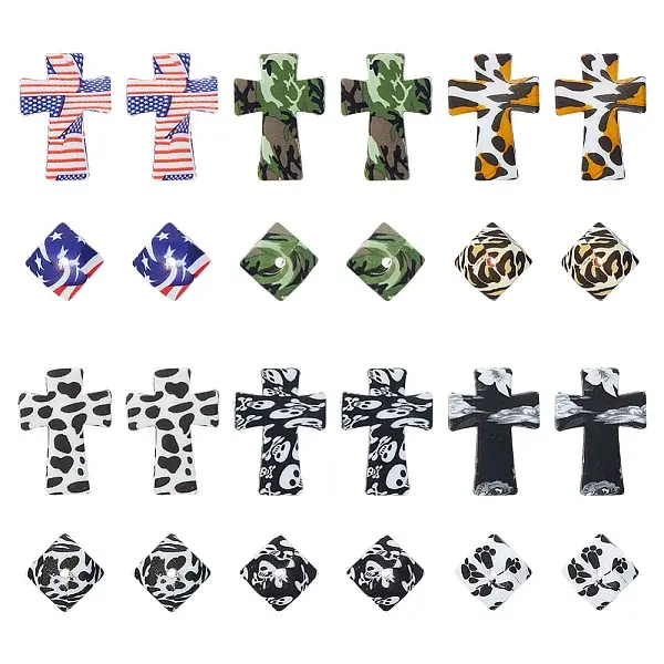 24Pcs 12 Styles Silicone Focal Beads