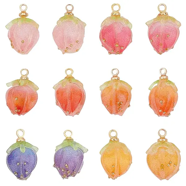 12Pcs 6 Colors Opaque Acrylic Charms