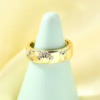 Ocean Theme Brass Micro Pave Cubic Zirconia Cuff Rings for Women