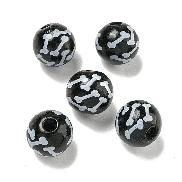Printed Wood European Beads