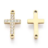 316 Surgical Stainless Steel Clear Cubic Zirconia Connector Charms