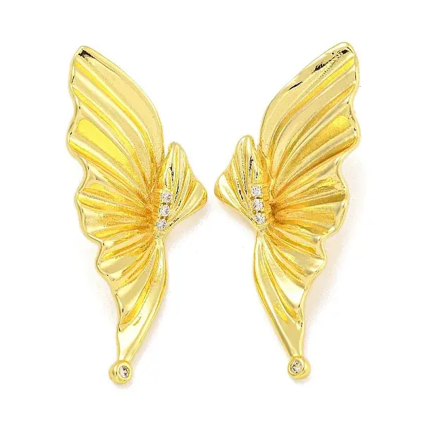 Rack Plating Butterfly Brass Micro Pave Clear Cubic Zirconia Stud Earrings