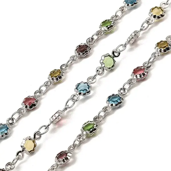 Rack Plating Brass Flower Link Chains