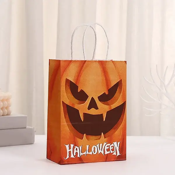 Halloween Paper Pumpkin Printed Tote Bags