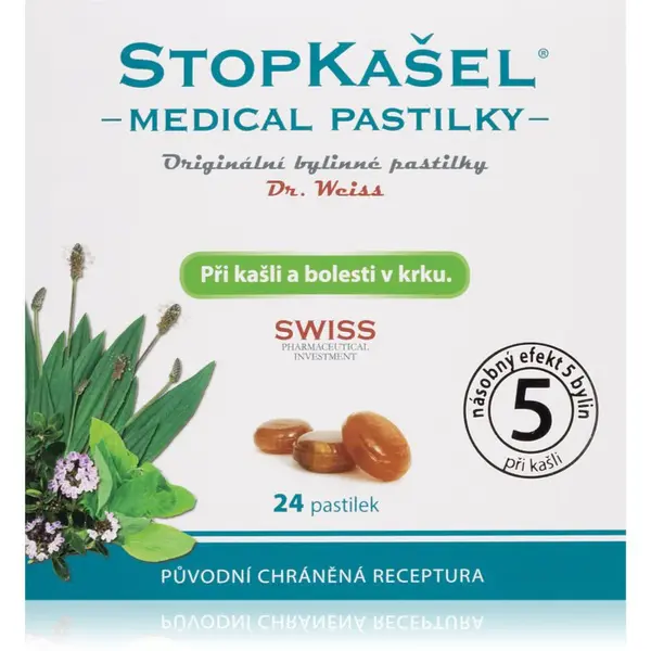 Dr.Weiss STOPKAŠEL Medical pastilky pastilky při bolestech v krku 24 ks