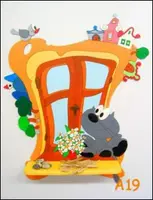 Drevená dekorácia na stenu okno s poličkou 90x70cm