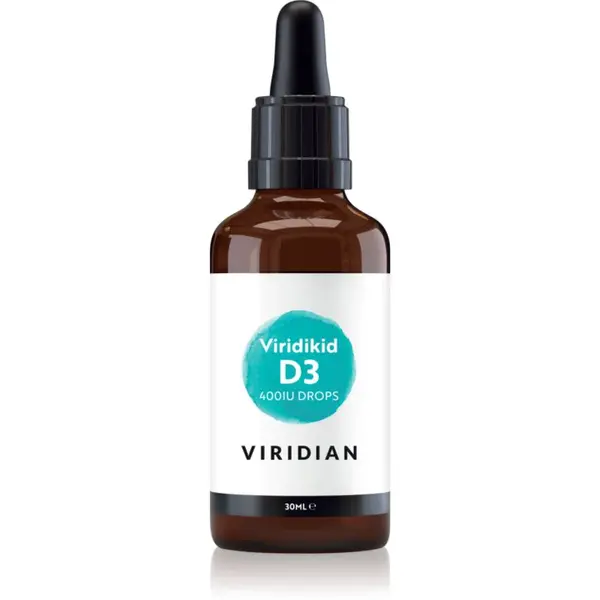 Viridian Nutrition Viridikid D3 400IU Drops kapky pro podporu zdraví kostí a zubů 30 ml