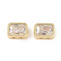 Brass Micro Pave Cubic Zirconia Beads