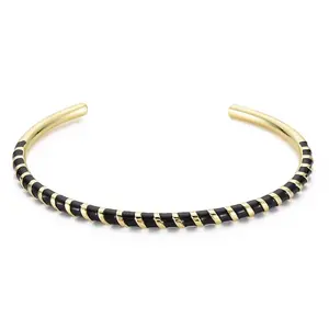 Twisted Brass Enamel Cuff Bangle