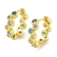 Rack Plating Brass Pave Cubic Zirconia Hoop Earrings for Women