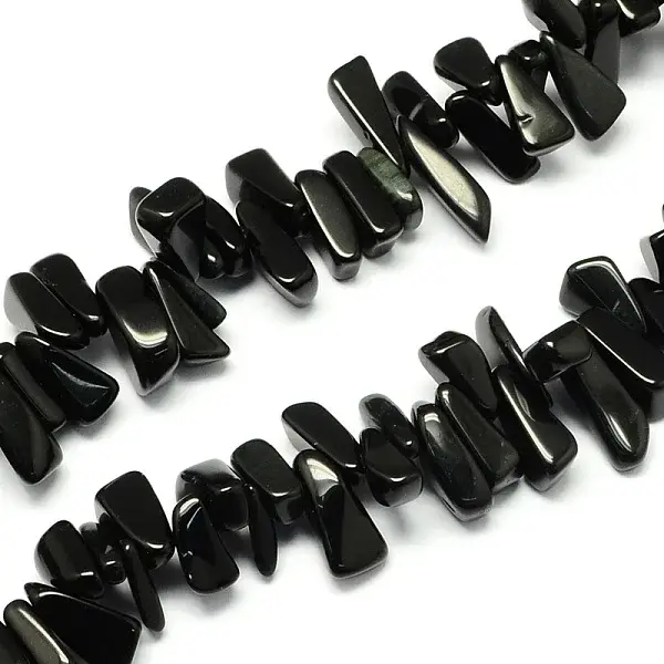 Natural Black Stone Bead Strands