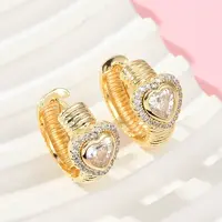 Brass Clear Cubic Zirconia Hoop Earrings