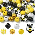 Bees Themed Printed Wood Beads Sets