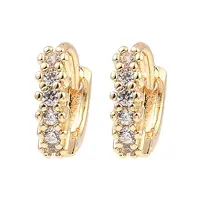 Brass Micro Pave Cubic Zirconia Hoop Earring