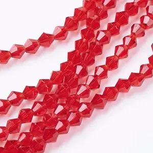 Red Glass Bicone Beads Strands