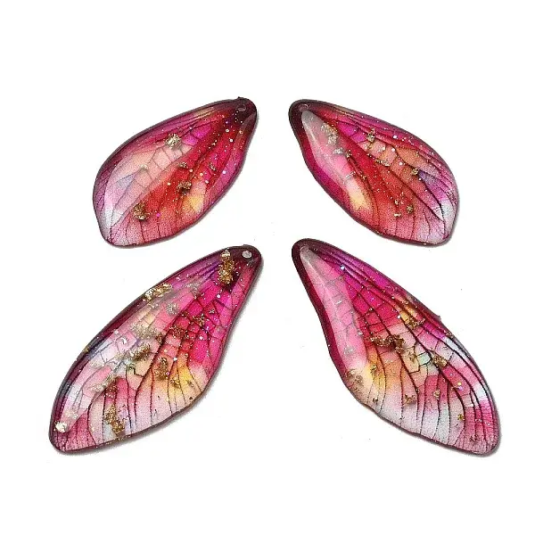 4Pcs Transparent Epoxy Resin Butterfly Wings Pendants