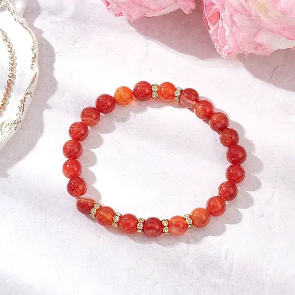 Natural Banded Agate Stretch Bracelets