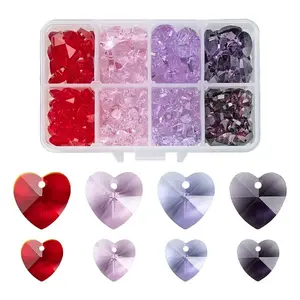 240Pcs 8 Style Romantic Valentines Ideas Glass Charms